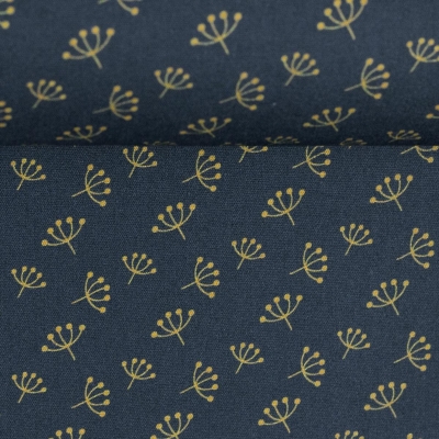 Baumwolle "Jule" dunkelblau mit Pusteblumen gold